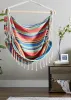 Striped Hammock Chair with Fringe Trim - Perfect for Summer
