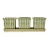 GREEN SQUARE CERAMIC SMALL PLANTER SET OF 3