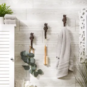 Rustic Horse Wall Hook Set of 3 - Decorative Equestrian Hooks for Home or Stable