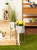 Modern Hexagon Bucket Plant Stand Set of 2 - Stylish and Functional