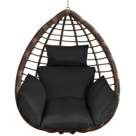 1Pc Egg Chair Cushion Hanging Basket Seat Cushion Thicken Soft Egg Swing Chair Pad Hanging Egg Chair Cushion With Headrest (Option: Black)
