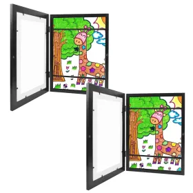 Kids Art Frame Front Opening Wooden Frame Artwork Display Storage Frame Picture Frame Wall Display For Photo Art Projects Picture Children Drawin (Option: A3-Black)