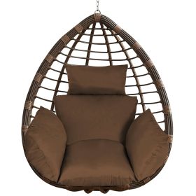 1Pc Egg Chair Cushion Hanging Basket Seat Cushion Thicken Soft Egg Swing Chair Pad Hanging Egg Chair Cushion With Headrest (Option: Coffee)