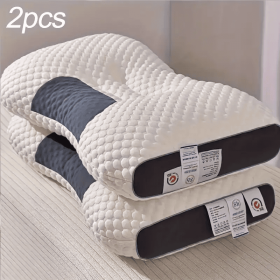 YBZ 3D Knitted Cotton Massage Pillow -white  2pack (Color: White)